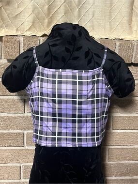 Purple Gingham Crop Top Cami